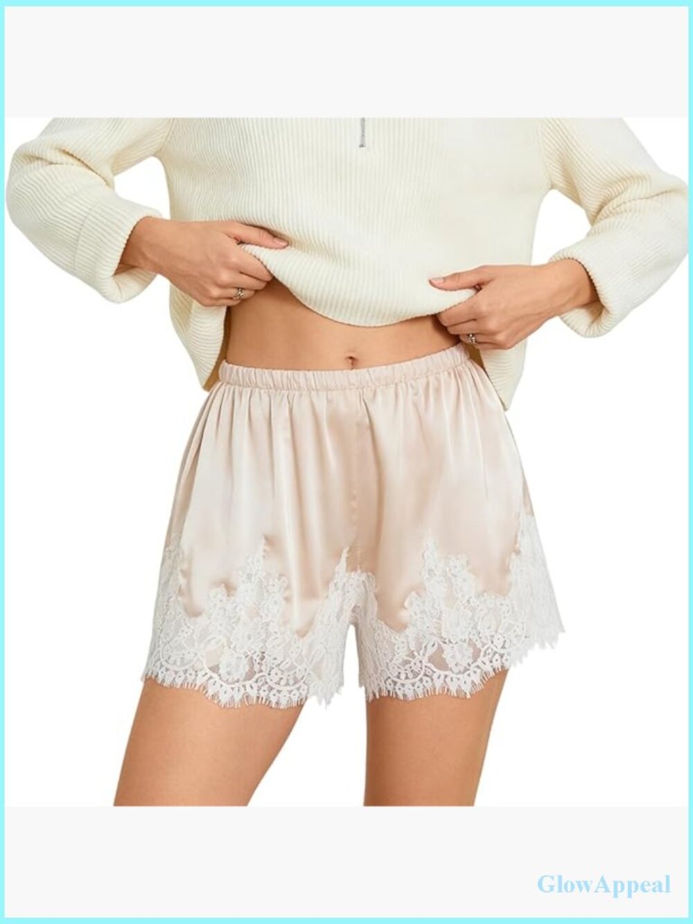 Satiny Lace Trim Low Rise Micro Mini Shorts Lounge Pajama Half Slip Y2K